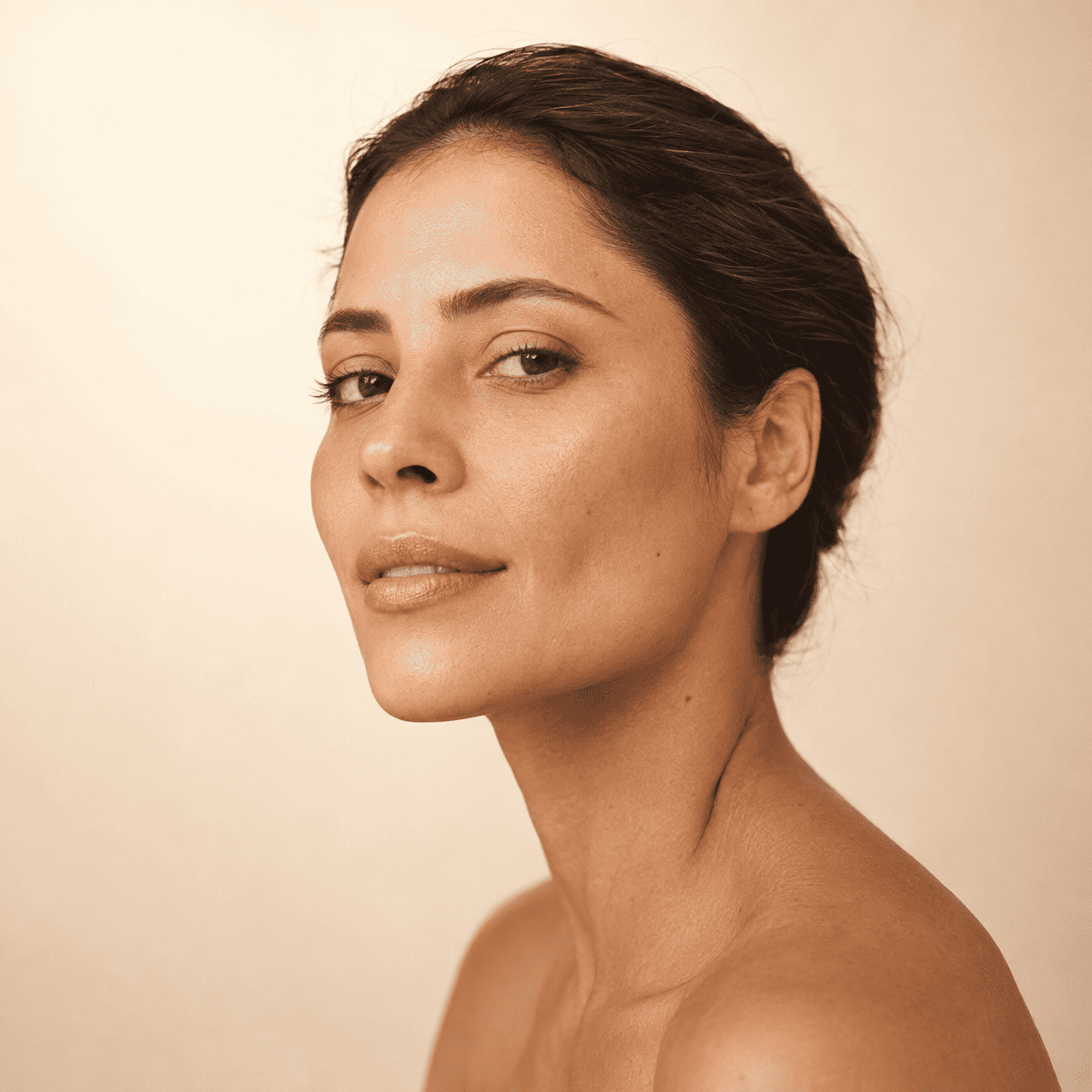 Modelo ilustrativa — rosto de perfil, referência de harmonização facial